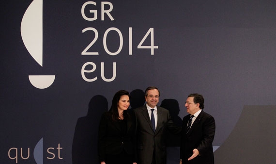 Prime Minister Antonis Samaras with his wife Georgia