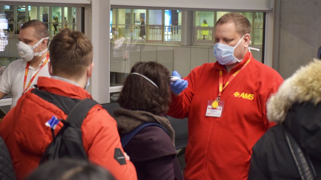 Passenger health check at Budapest Airport