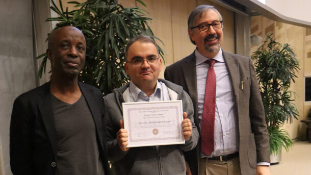 Hungarian physicist János Frigyes Nemes (in the middle)