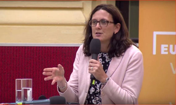 EU Comissioner Cecilia Malmström at the Budapest forum | source: youtube