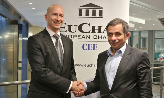Michele Orzan (on the left) and Henri Malosse in Budapest | EuCham