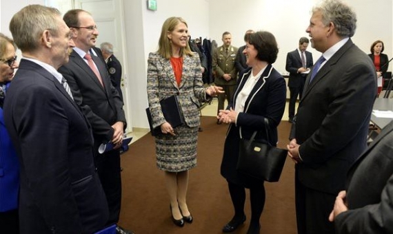 The US Ambassador Colleen Bell (on the left) and Réka Szemerkényi