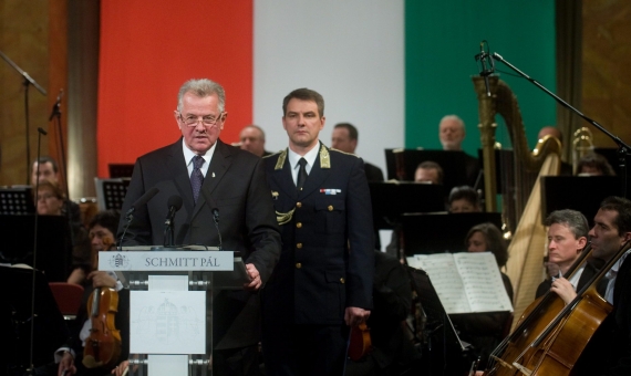 President Pál Schmitt at the celebration of the constitution | MTI / Péter Kollányi